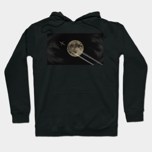 Jet flying under the moon Hoodie